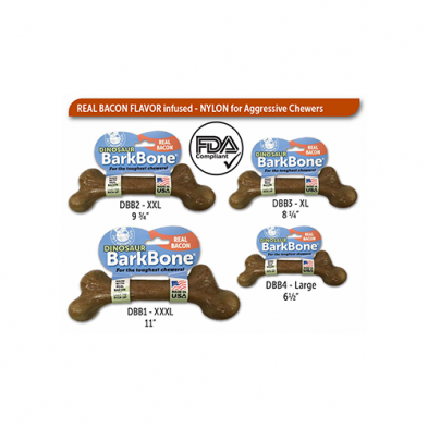 PET QWERKS® DINOSAUR BARKBONE® BACON FLAVORED NYLON BONE JUMBO