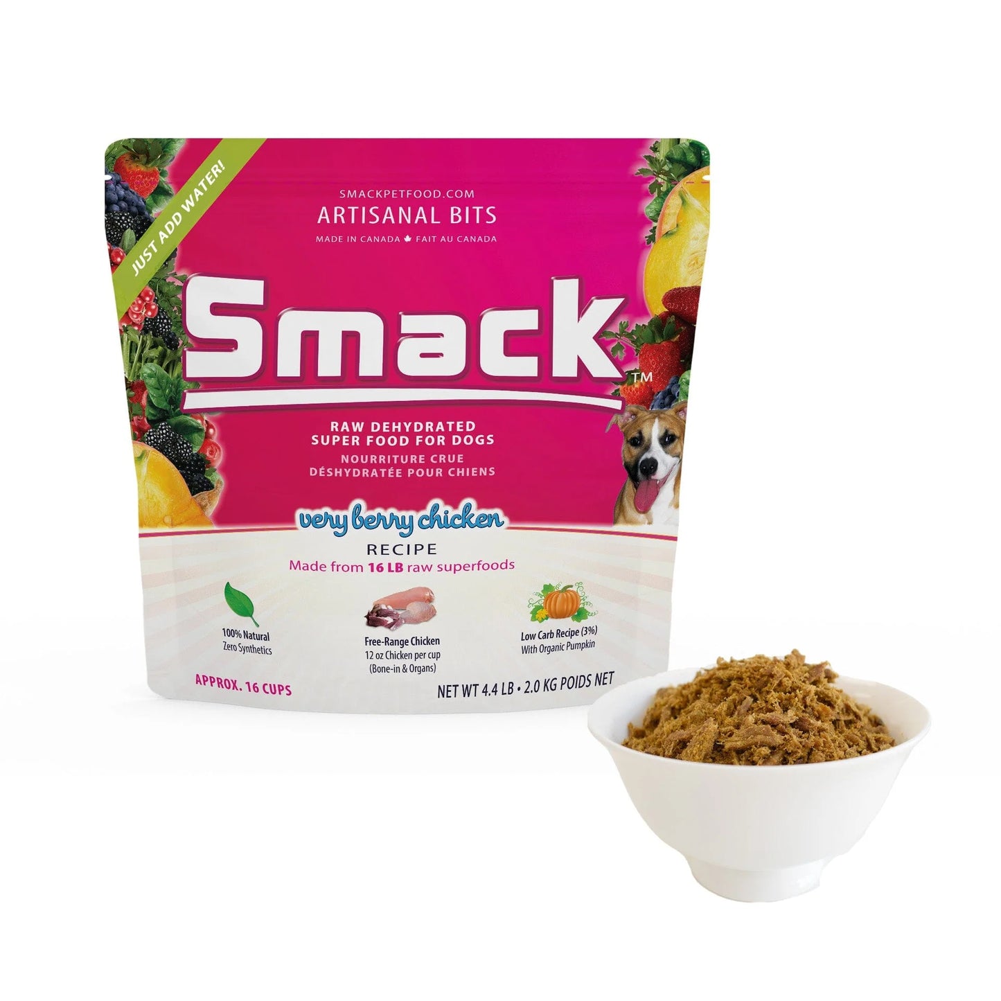 Smack Raw Dehydrated Artisanal bits Very Berry Chicken (DOG) 4.4lbs