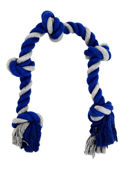 Bud'Z Rope Dog Toy With 5 Knots Gray And Blue 35.5"