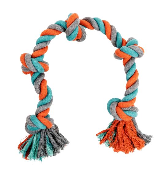 Bud'Z Rope Dog Toy With 5 Knots Gray And Blue 35.5"