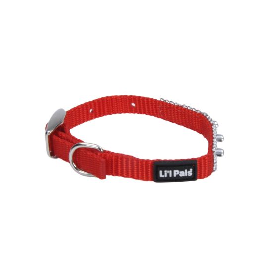 Li'L Pals Jeweled Nylon Collar Red Dog 5/16x10in