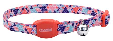 Safe Cat Adjustable Breakaway Collar With Magnetic Buckle Multi Coloured Triangle