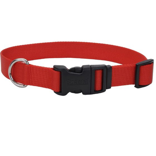 Coastal Adjustable Nylon Collar With Tuff Buckle Red Dog 1pc 1x14