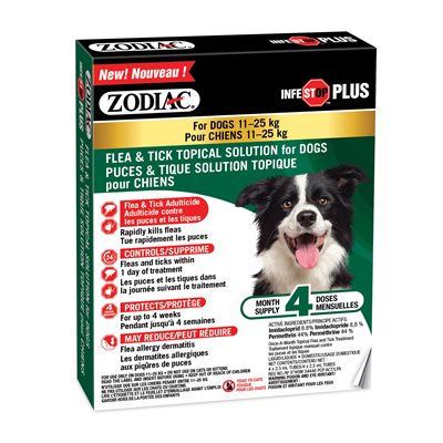 Zodiac Infestop PLUS for Dogs 11KG - 25KG - 4 Tubes