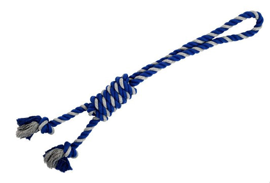 Bud'Z Rope Dog Toy Double Loop And Noose Knot Gray And Blue 27.5"