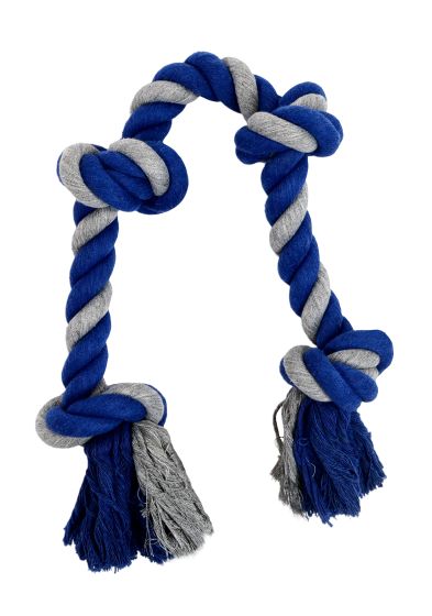 Bud'Z Rope Dog Toy With 4 Knots Gray And Blue 27.5"