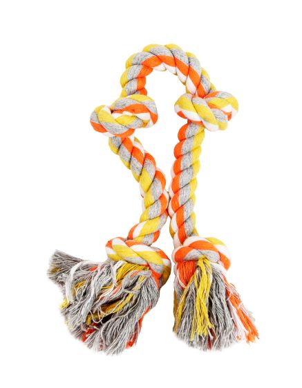 Bud'Z Rope Dog Toy With 4 Knots Orange And Yellow 15.5"