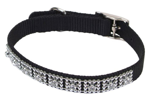 Coastal Nylon Jeweled Collar Black Dog 5/8x14in