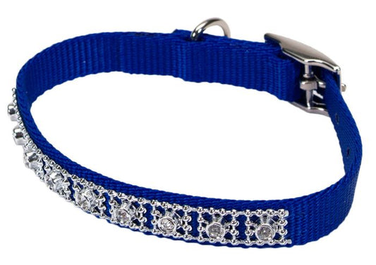 Coastal Nylon Jeweled Collar Blue Dog 5/8x14in