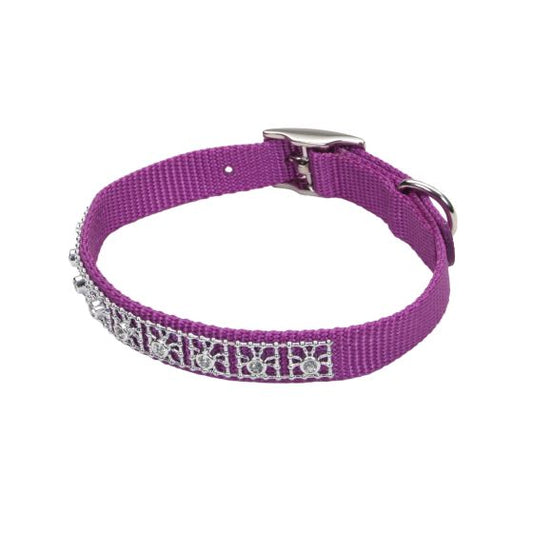 Coastal Nylon Jeweled Collar Orchid Dog 5/8x14in