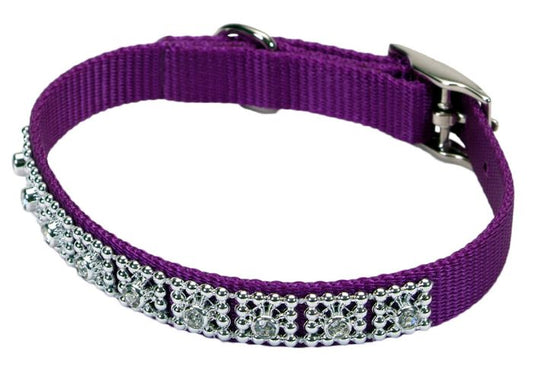 Coastal Nylon Jeweled Collar Purple Dog 5/8x14in