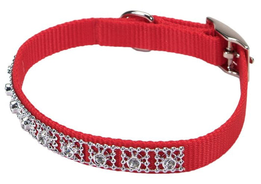 Coastal Nylon Jeweled Collar Red Dog 5/8x14in