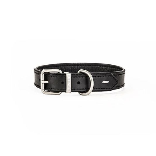 Ezydog Oxford Leather Collar Black Medium Dog