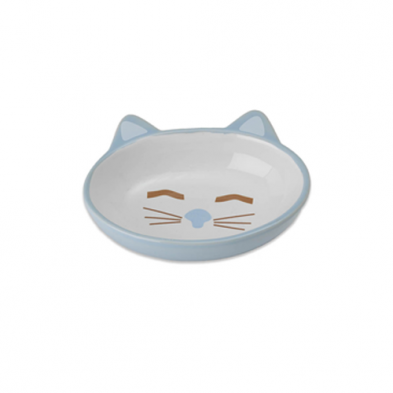 PetRageous® Sleepy Kitty 5.5" Blue Dish