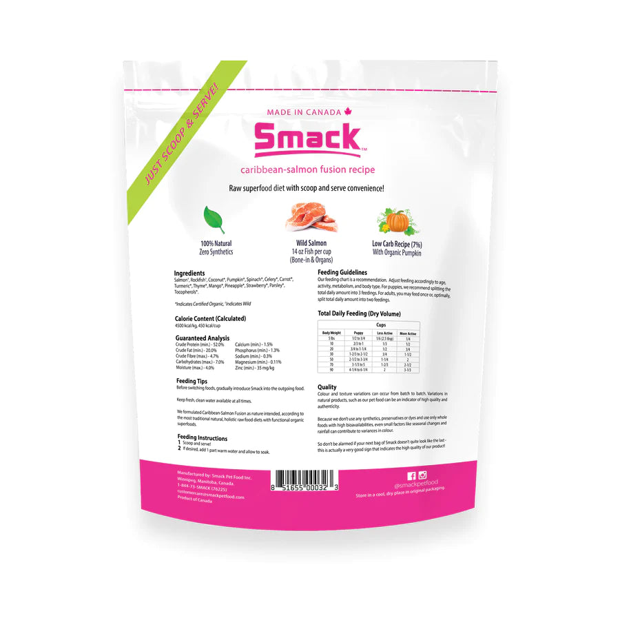 Smack Raw Dehydrated Caribbean-Salmon Fusion 5.5LB for Dog