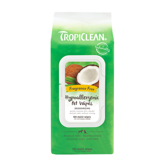 TropiClean Hypoallergenic Cleaning Pet Wipes 20ct