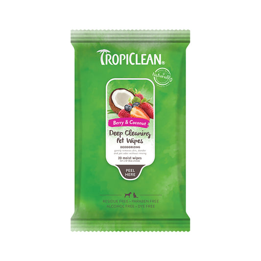 TropiClean all Natural  Berry and Coconut Cleaning Pet Wipes 20ct